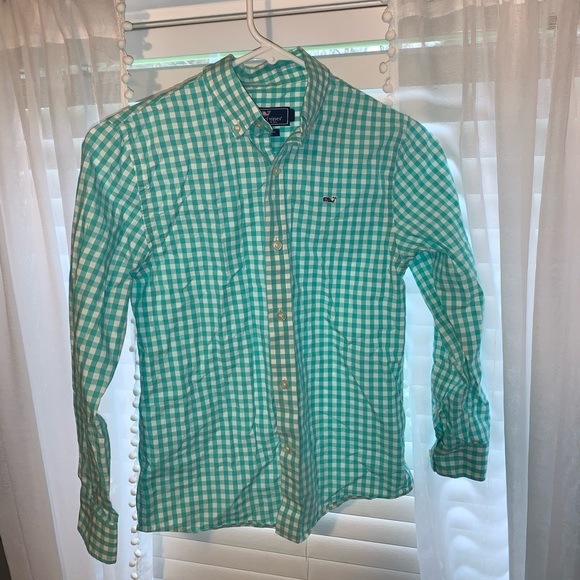 Boys Vineyard Vines Mint Green Button Up - Picture 1 of 6